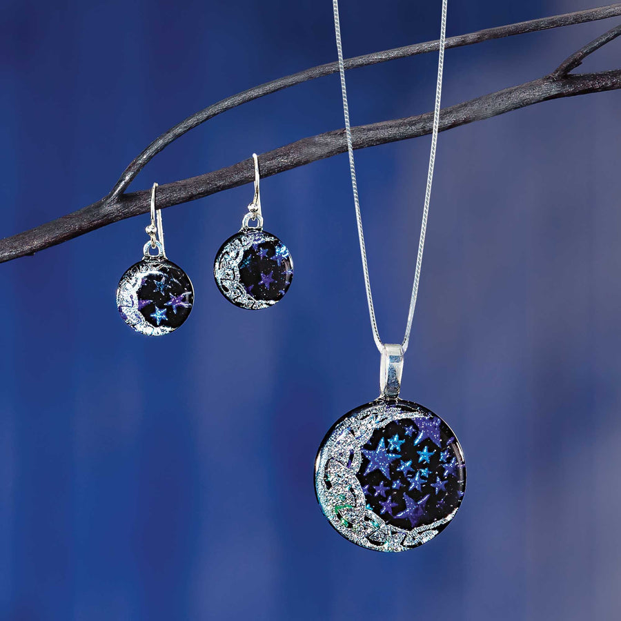 Dichroic Glass Galaxy Necklace & Earrings Set