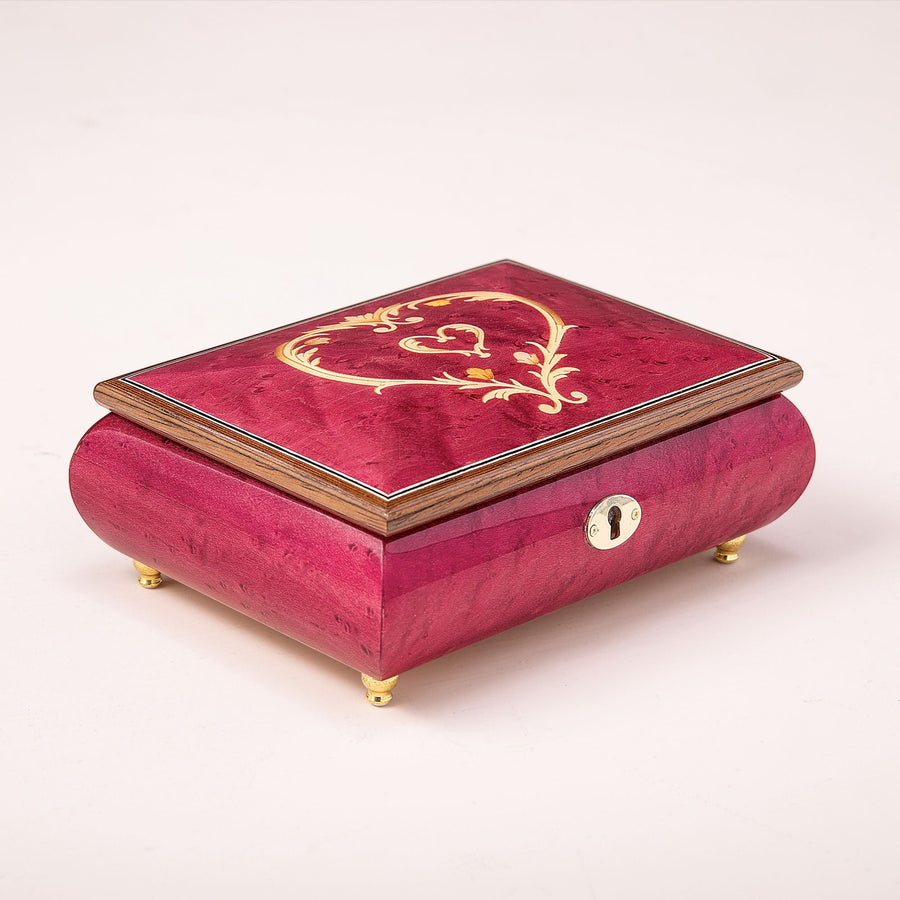 Wooden Intarsia Heart Jewelry Box