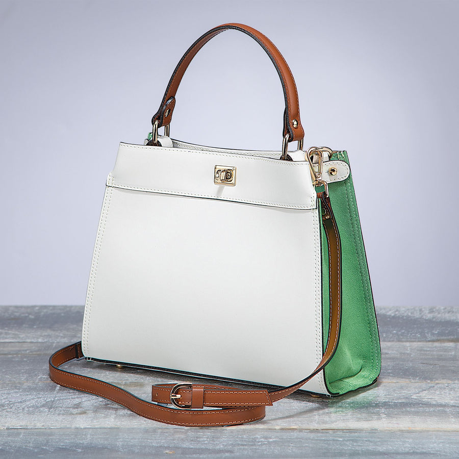 Italian Leather Carrara White Handbag