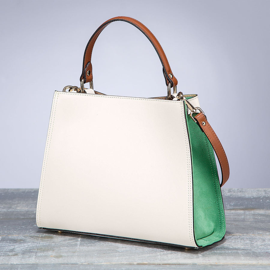 Italian Leather Carrara White Handbag