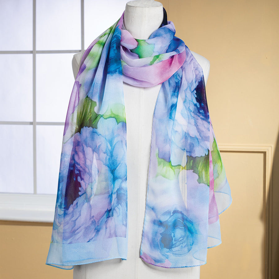 Watercolor Flowers Printed Scarf