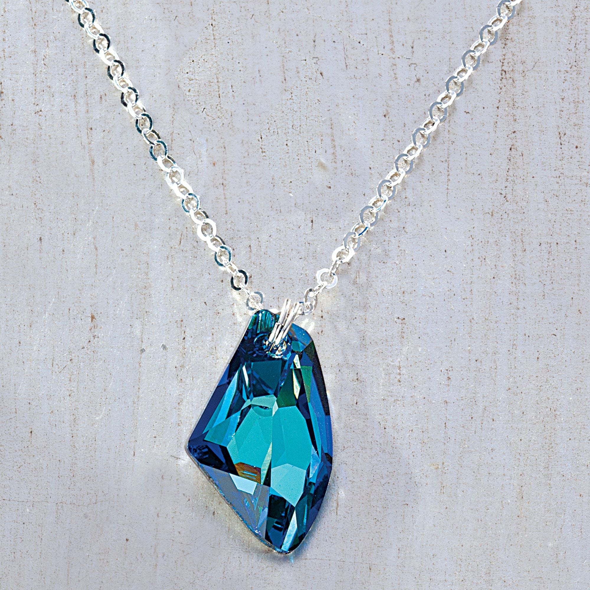 Moonlight Blues Faceted Glass Crystal Necklace