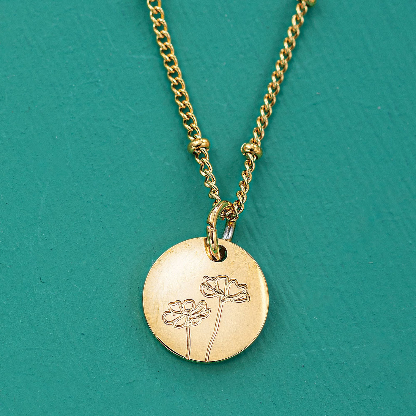 October Cosmos Birth Flower Charm Necklace