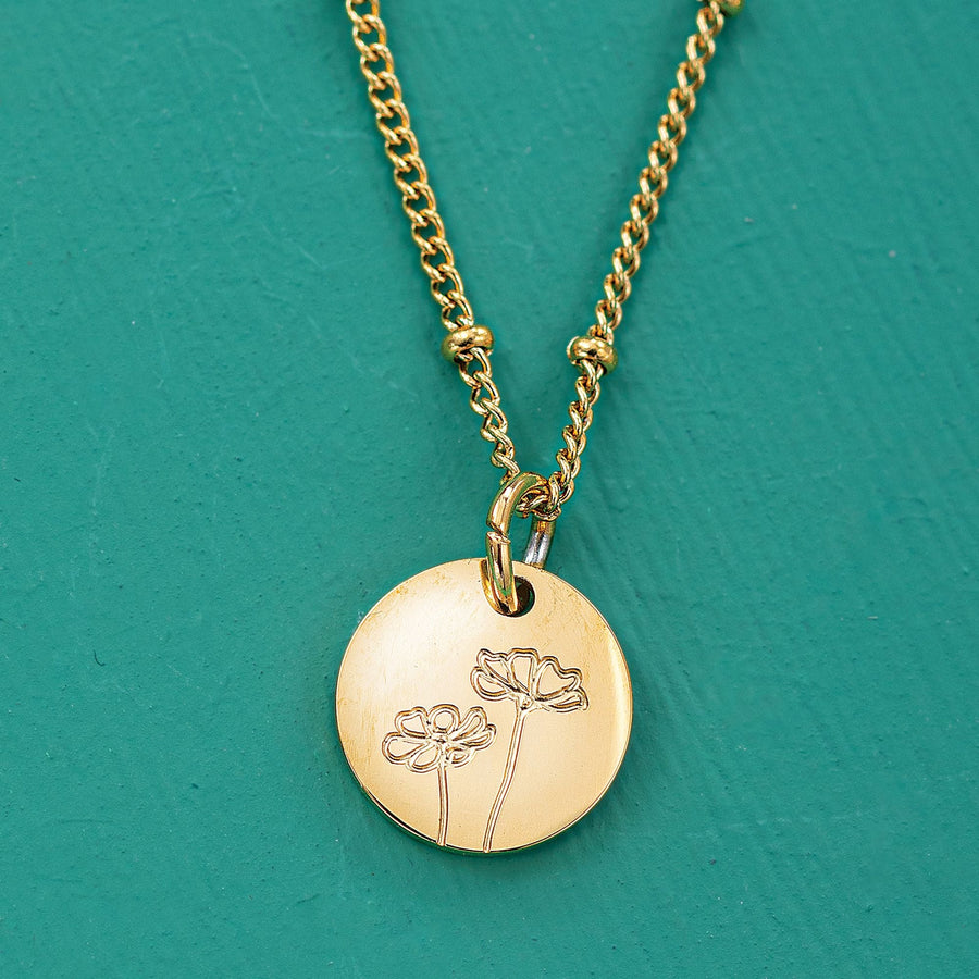 October Cosmos Birth Flower Charm Necklace