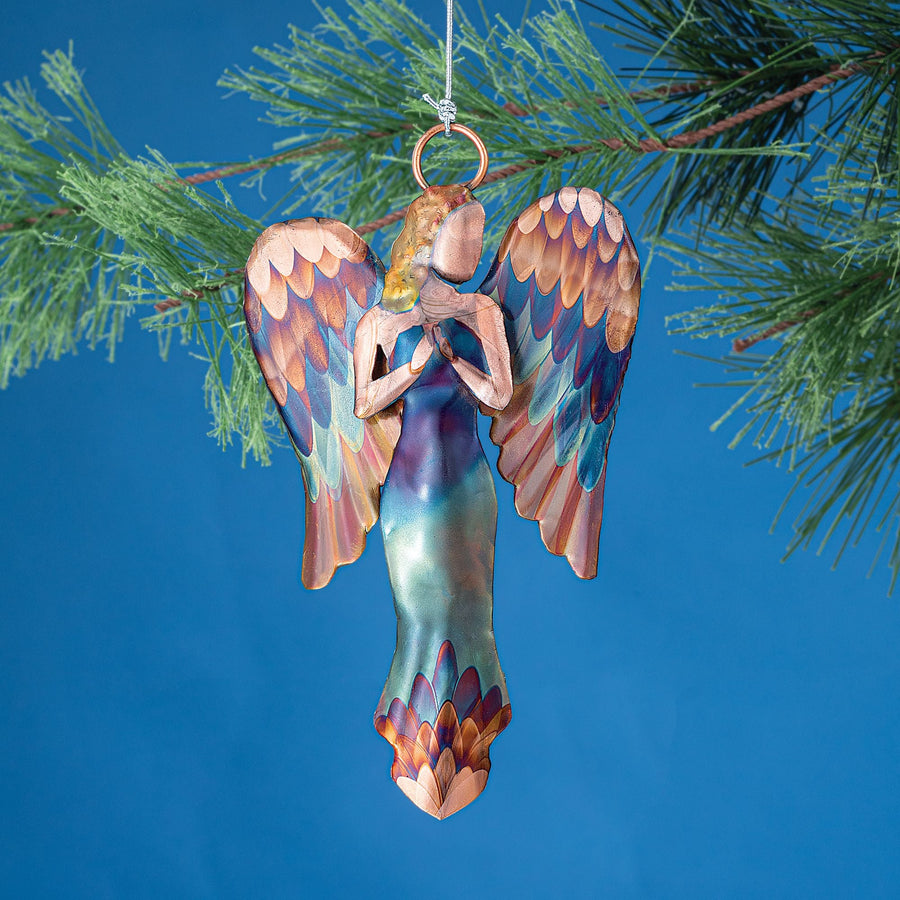 Torch Colored Copper Angel Ornament