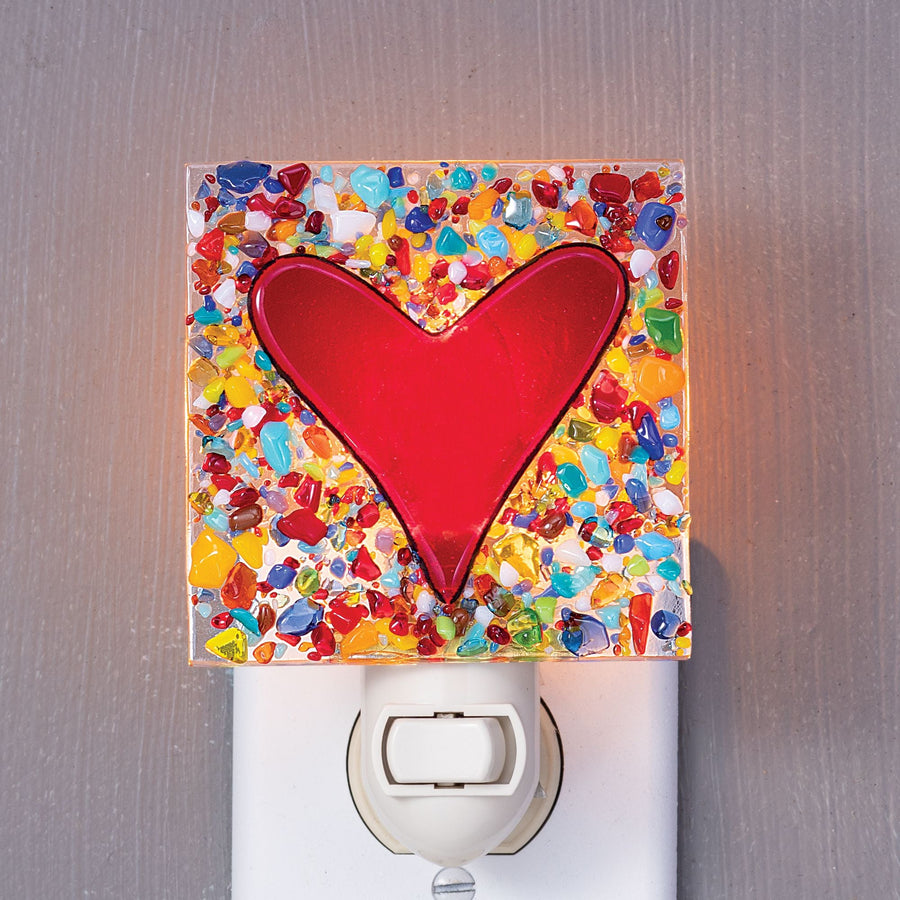 Fused Glass Heart Nightlight
