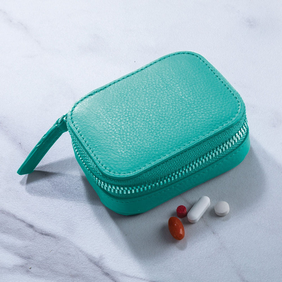Turquoise Leather Pill Box
