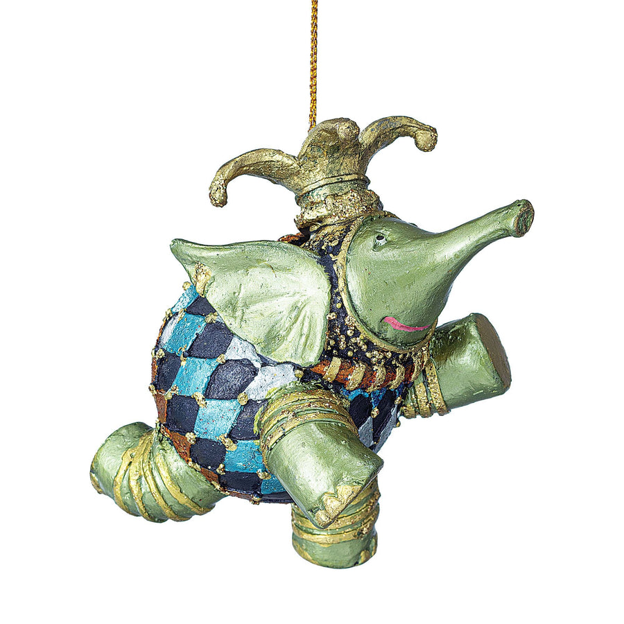 Hand-Painted Jester Elephant Ornament