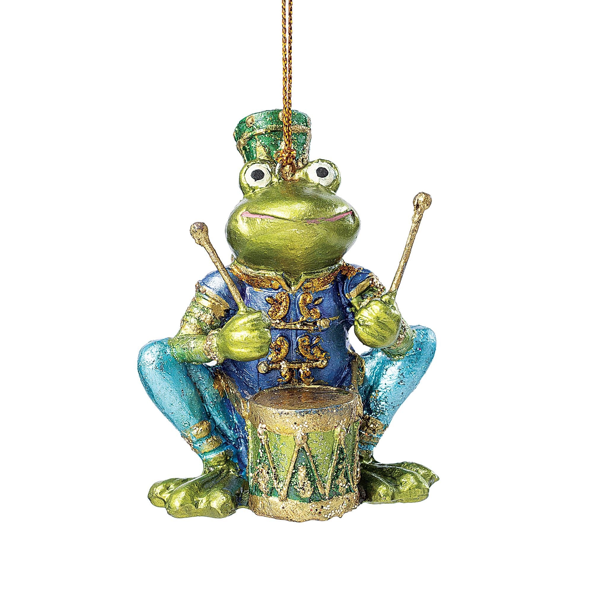 Hand-Painted Frog Drummer Ornament