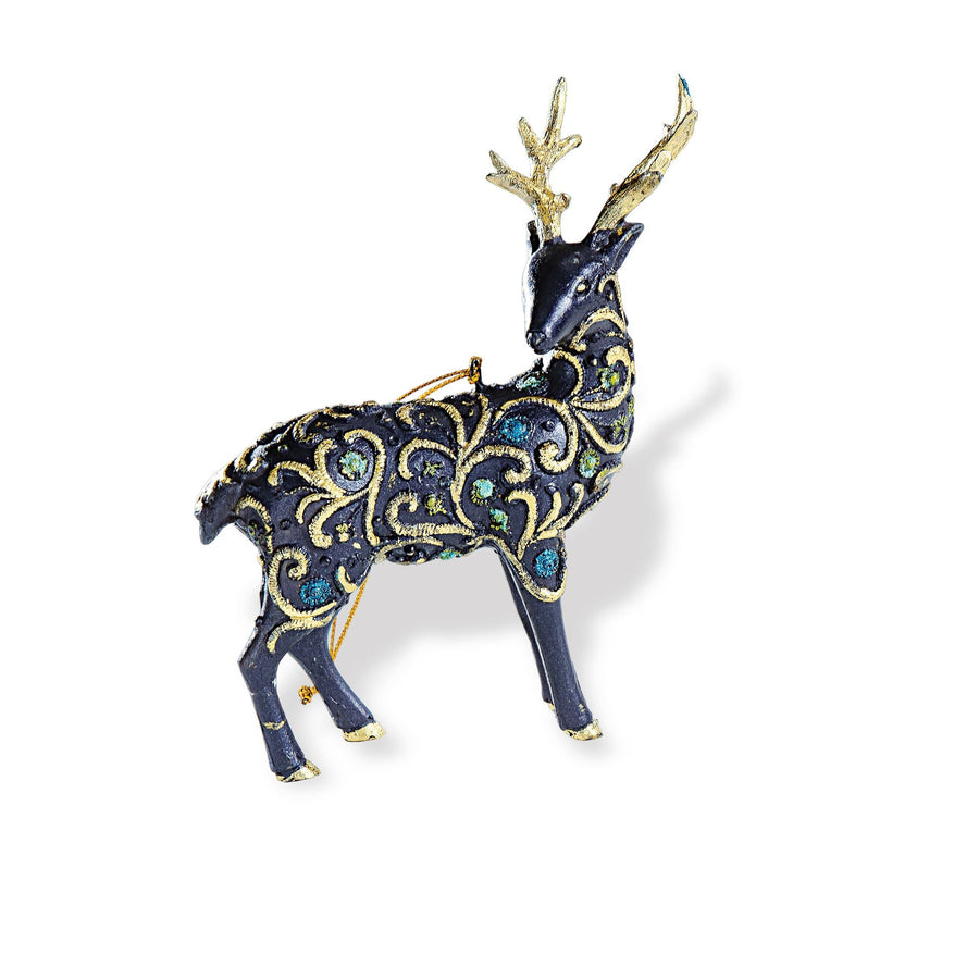 Blue Sparkling Reindeer Ornament