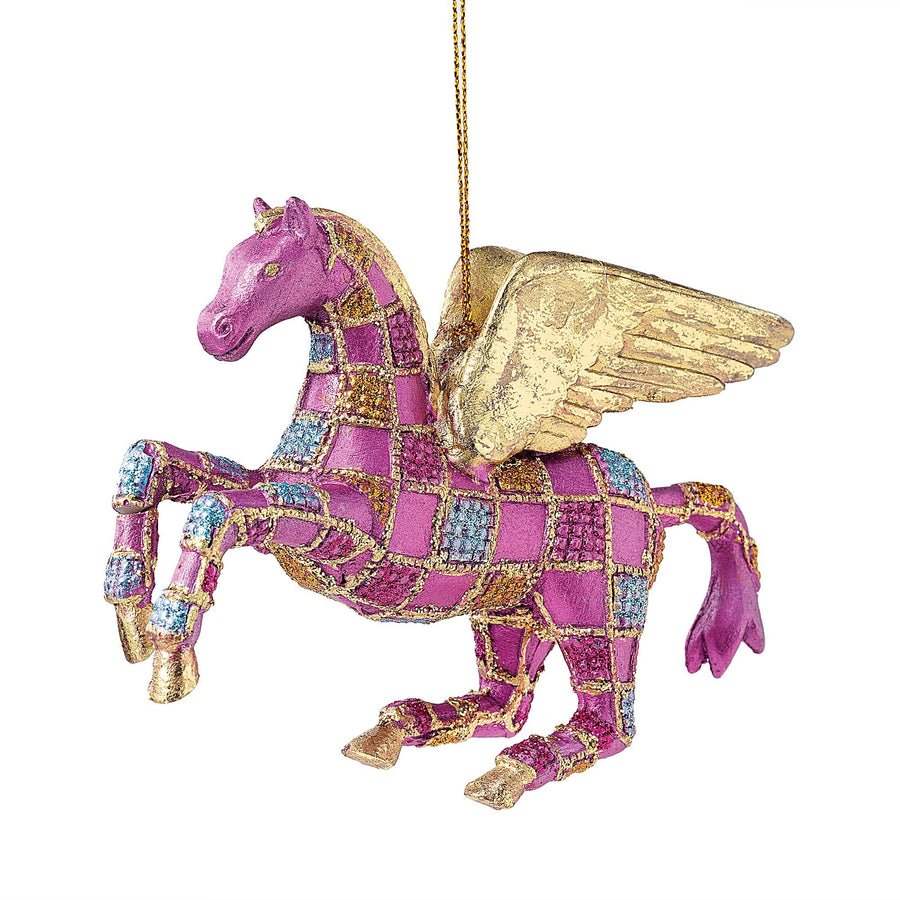 Hand-Painted Patchwork Pegasus Ornament