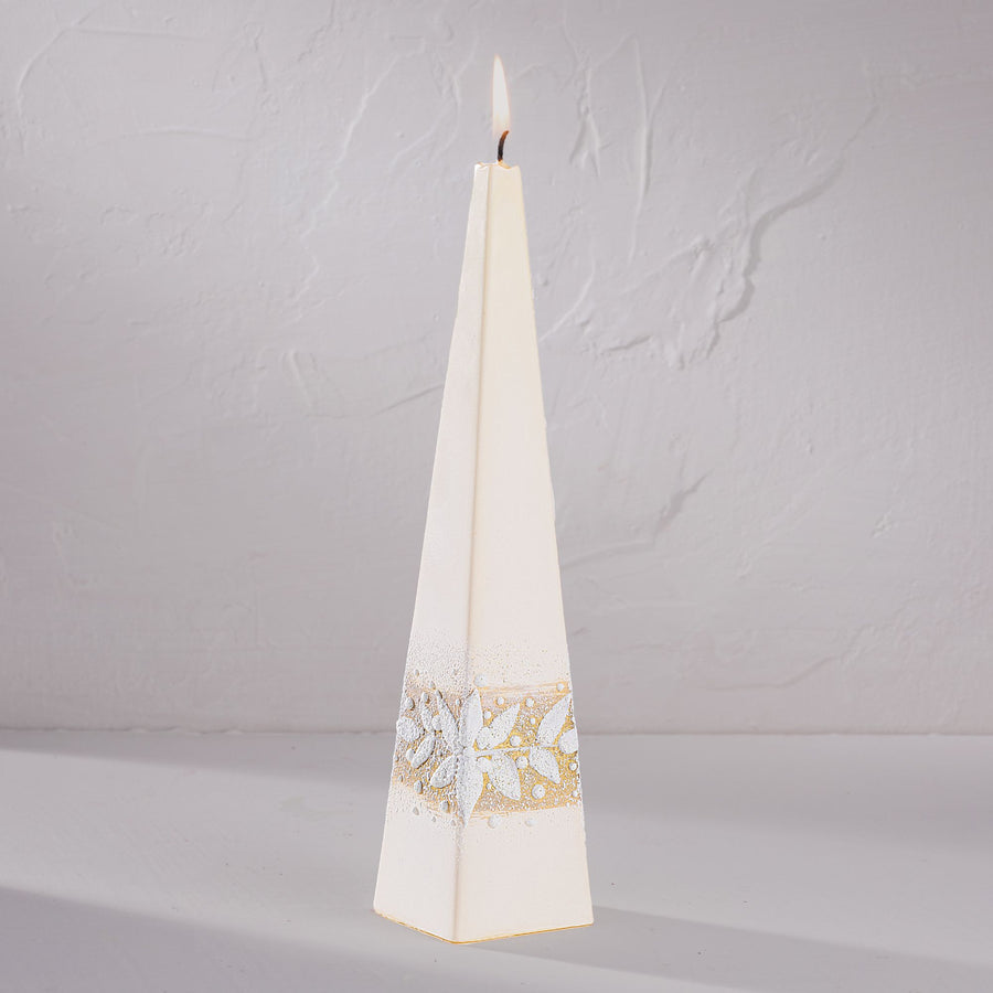 Hand-Painted Ivory Floral Bordered Candle