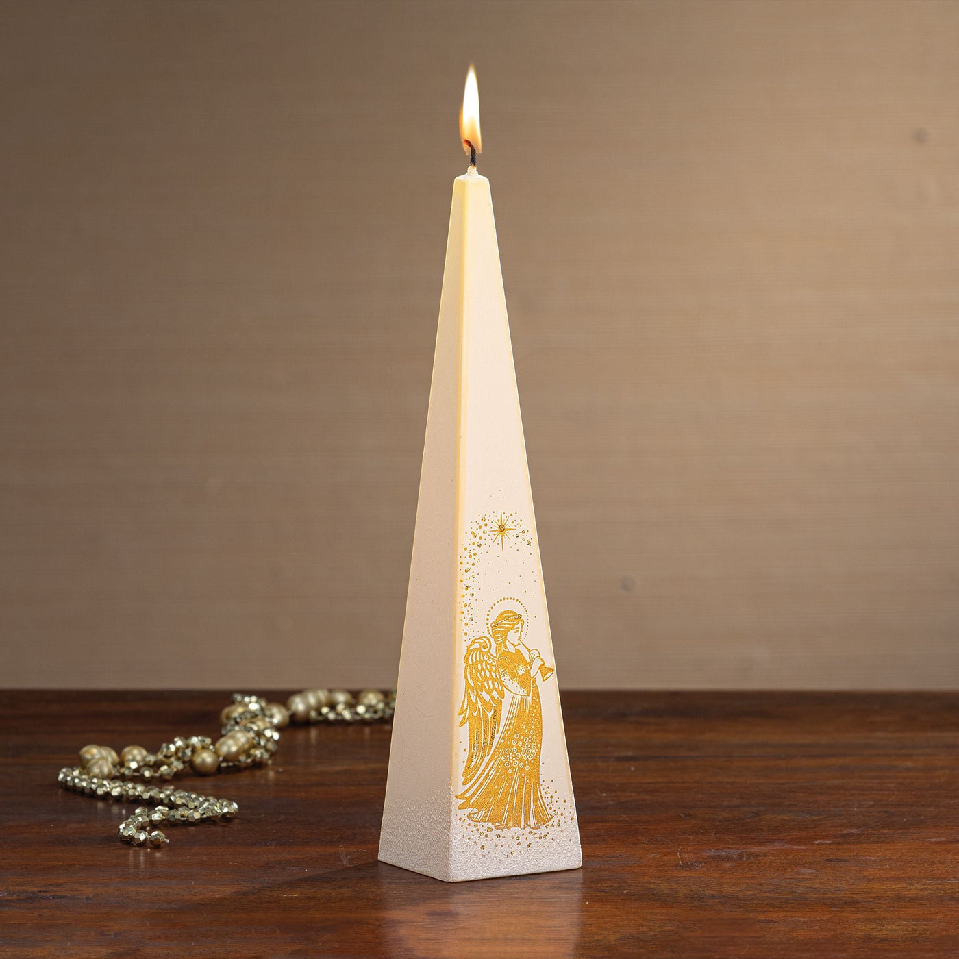 Hand-Painted Golden Angel Candle