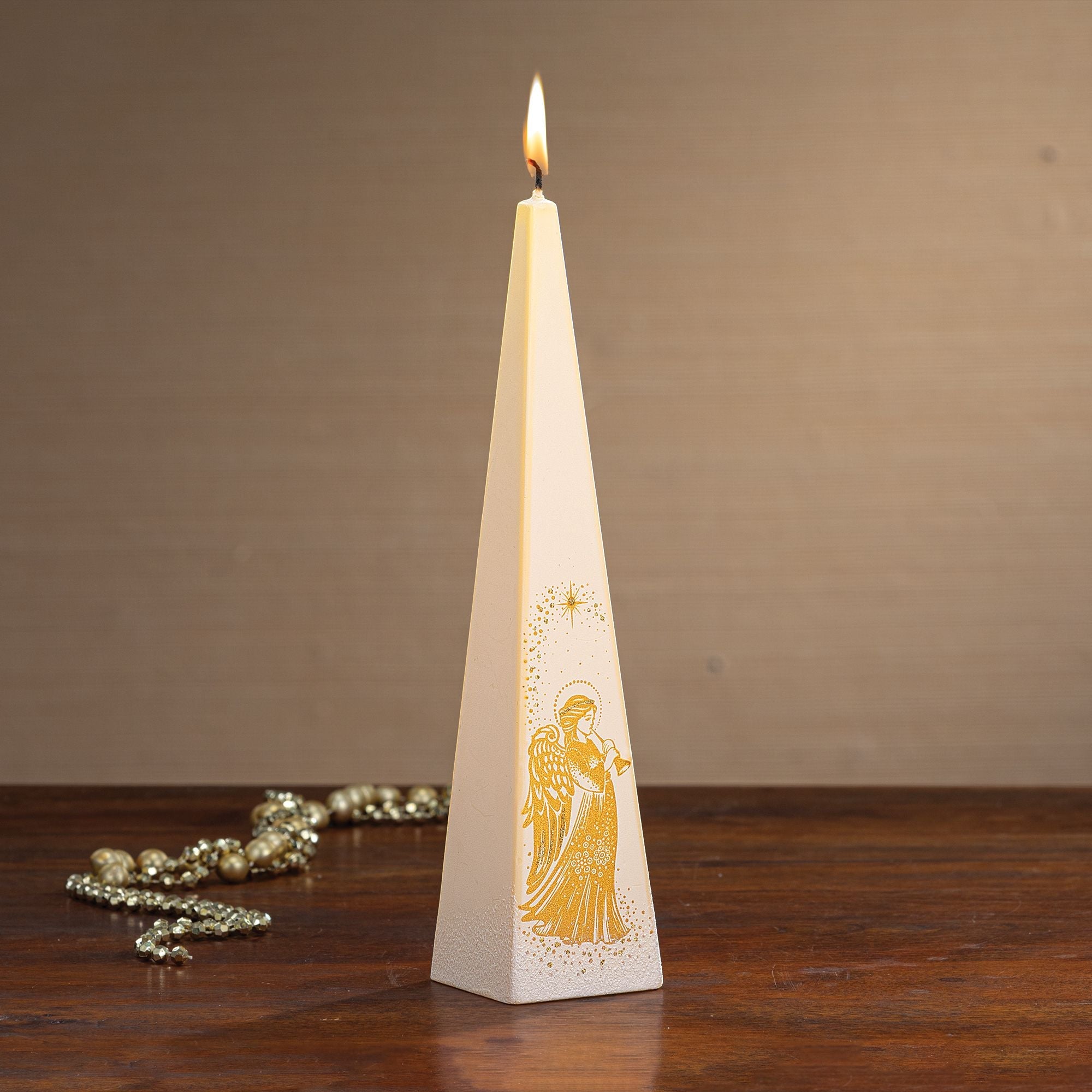 Hand-Painted Golden Angel Candle