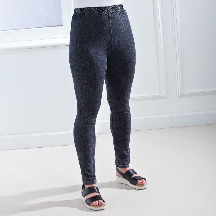 Perfect Fit Mineral Washed Black Cotton Leggings