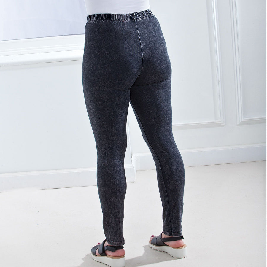 Perfect Fit Mineral Washed Black Cotton Leggings