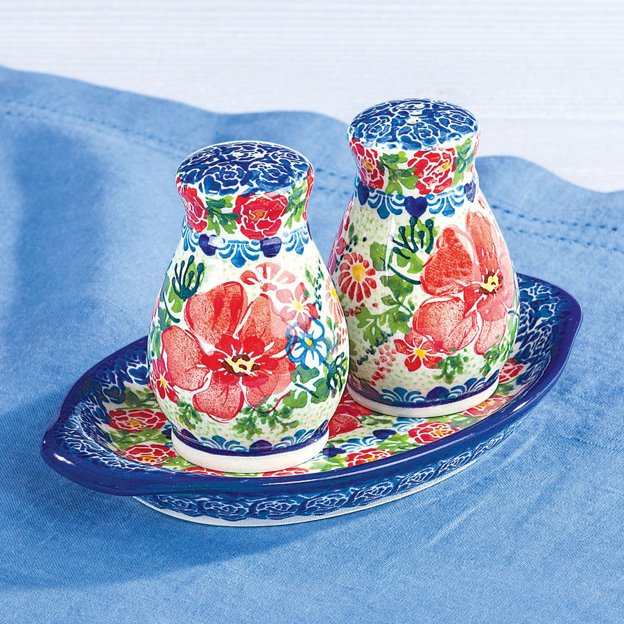 Polish Pottery Gizela Floral Salt & Pepper Shakers