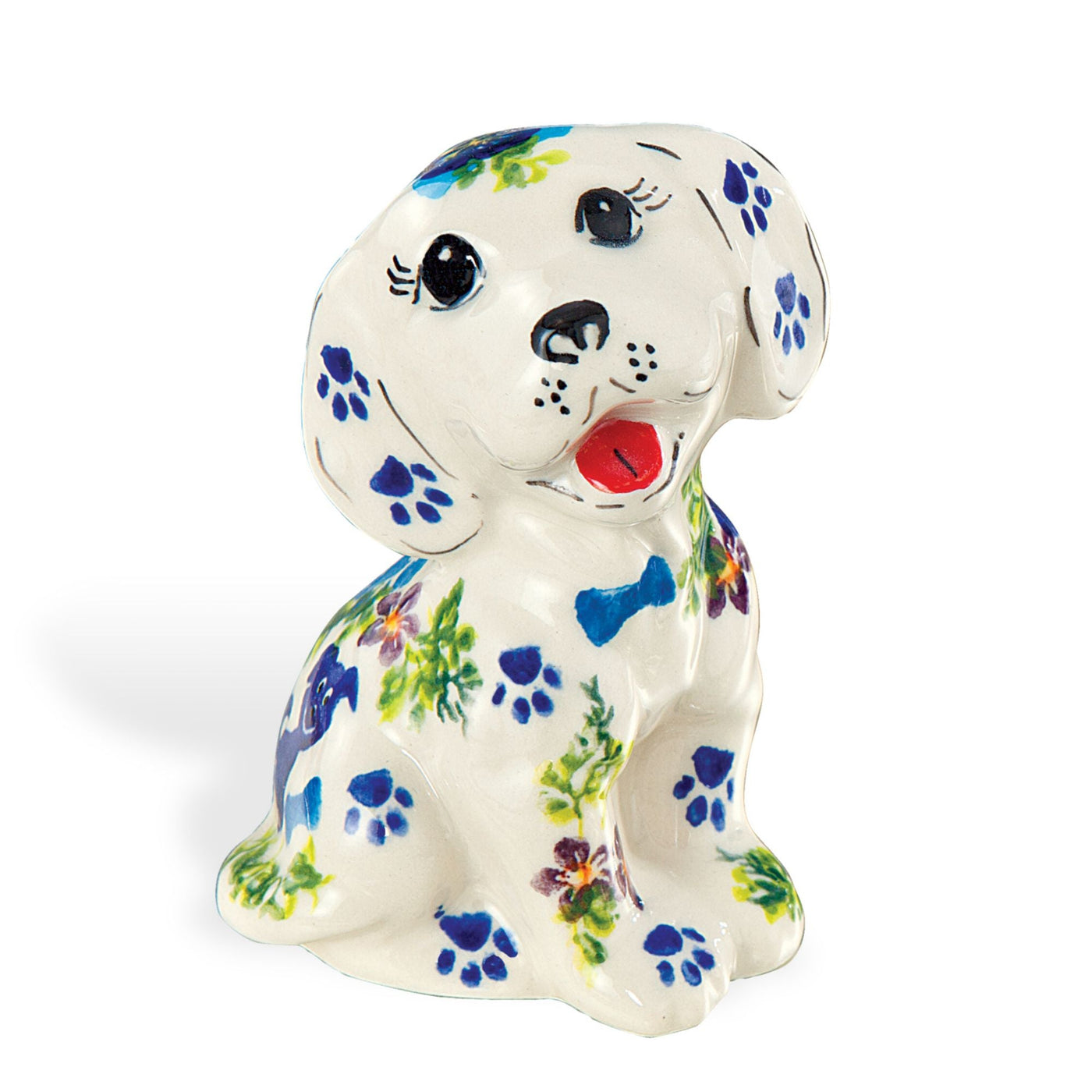 Polish Pottery ''Petals & Pups'' Dog