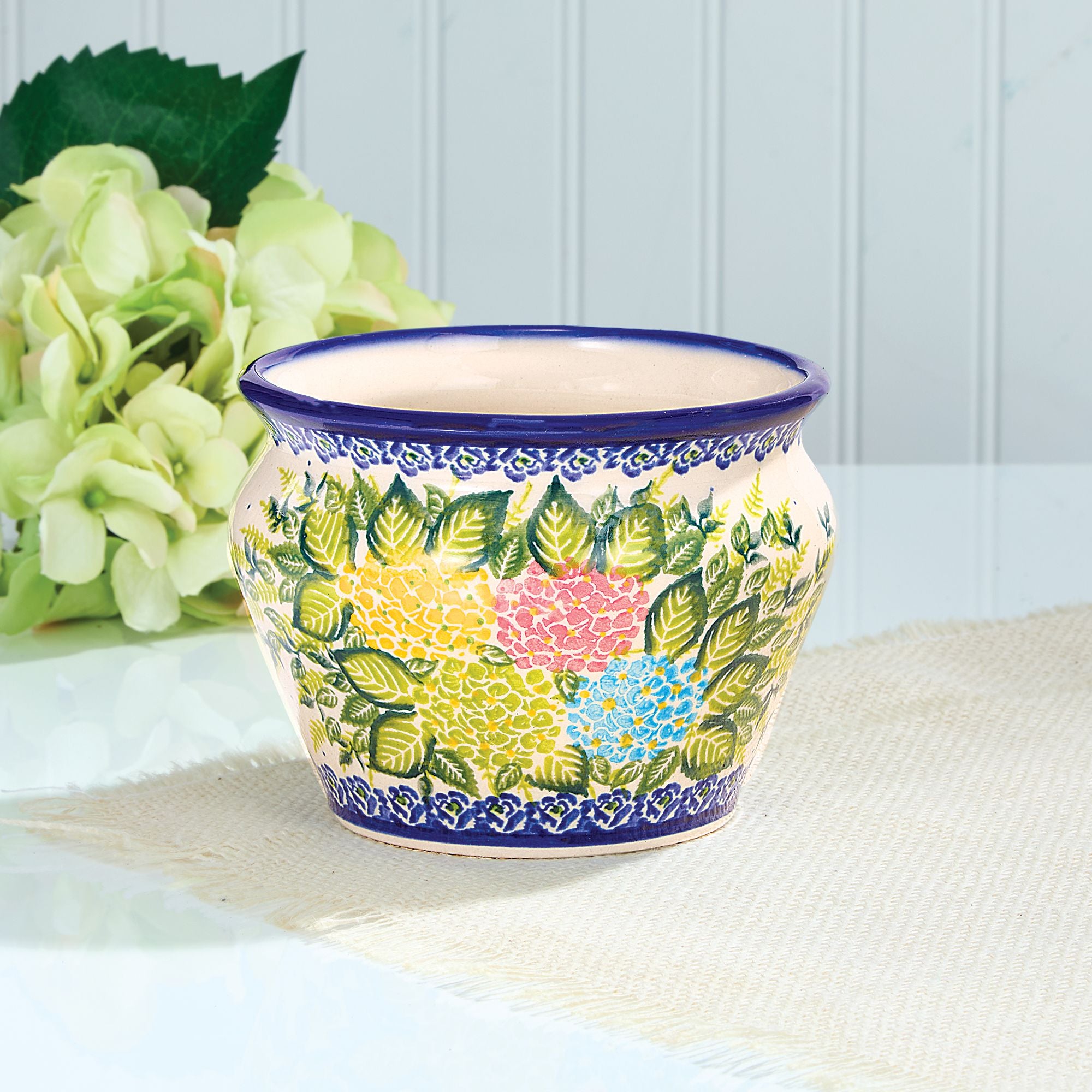 Polish Pottery Wild Hydrangea Flower Pot