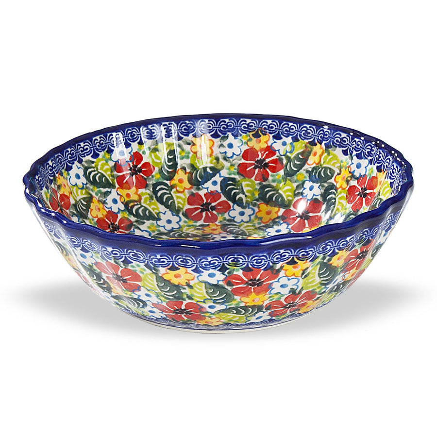 Polish Pottery Jessica Floral Wavy Bowl