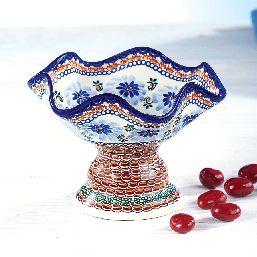 Polish Pottery Oliwia Floral Pedestal Bowl