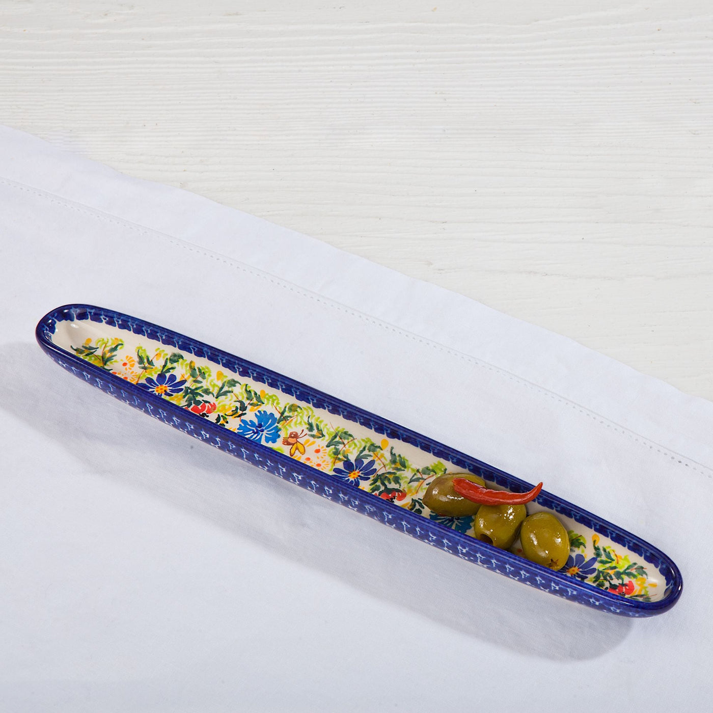 Polish Pottery ''Laura'' Floral Olive Tray
