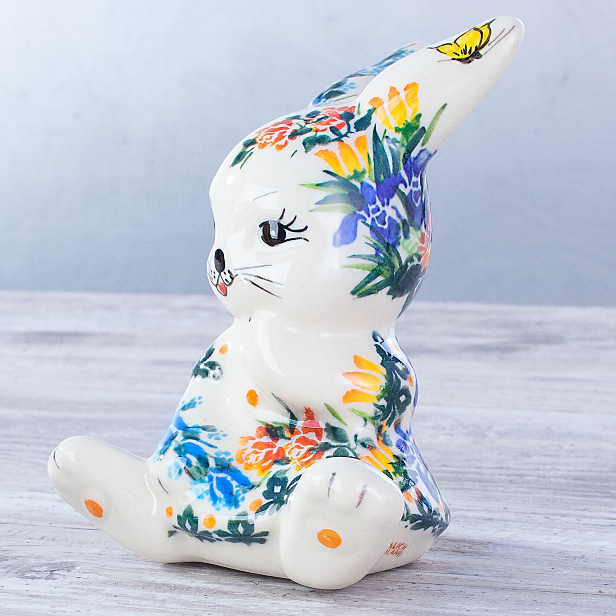 Polish Pottery ''Secret Garden'' Bunny Figurine