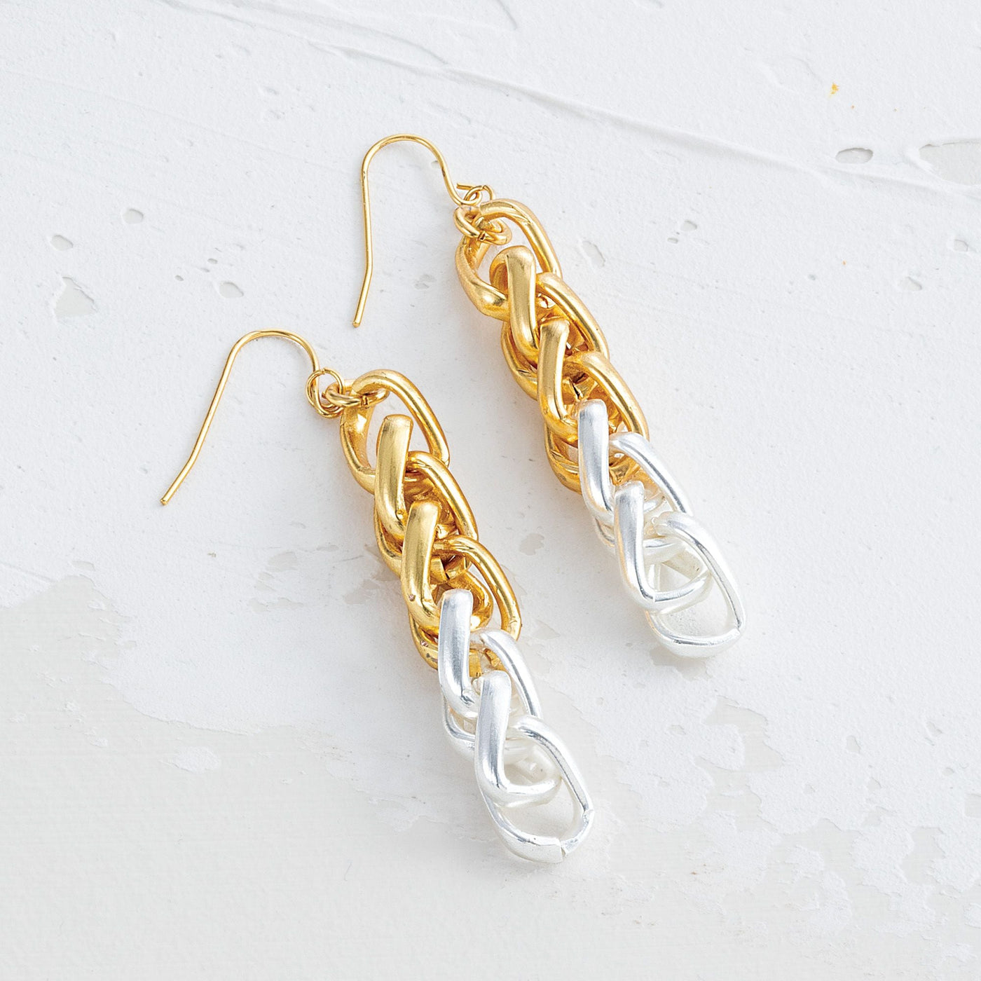 Gold & Silver Braided Link Earrings
