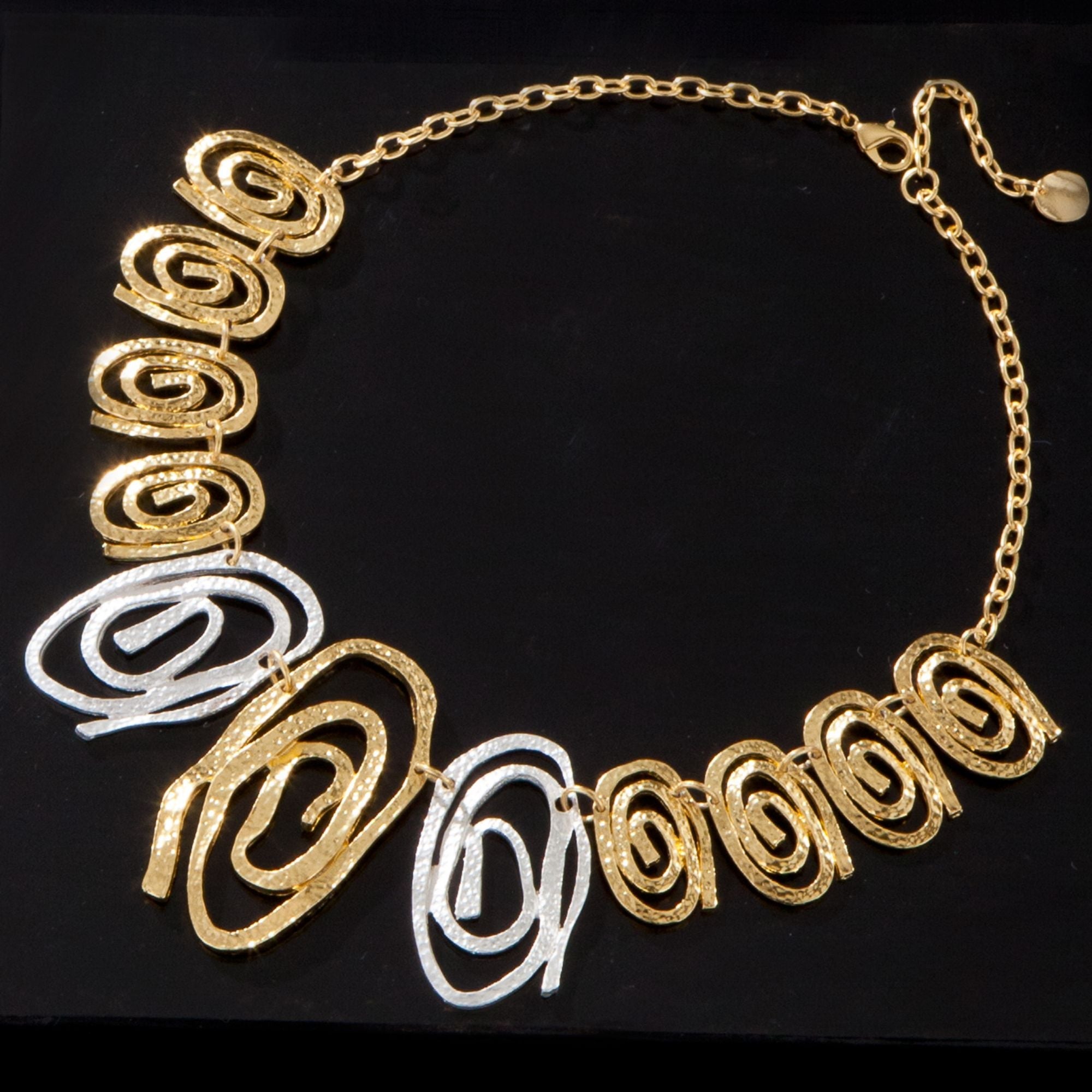 Lustrous Mixed Metal Swirl Necklace