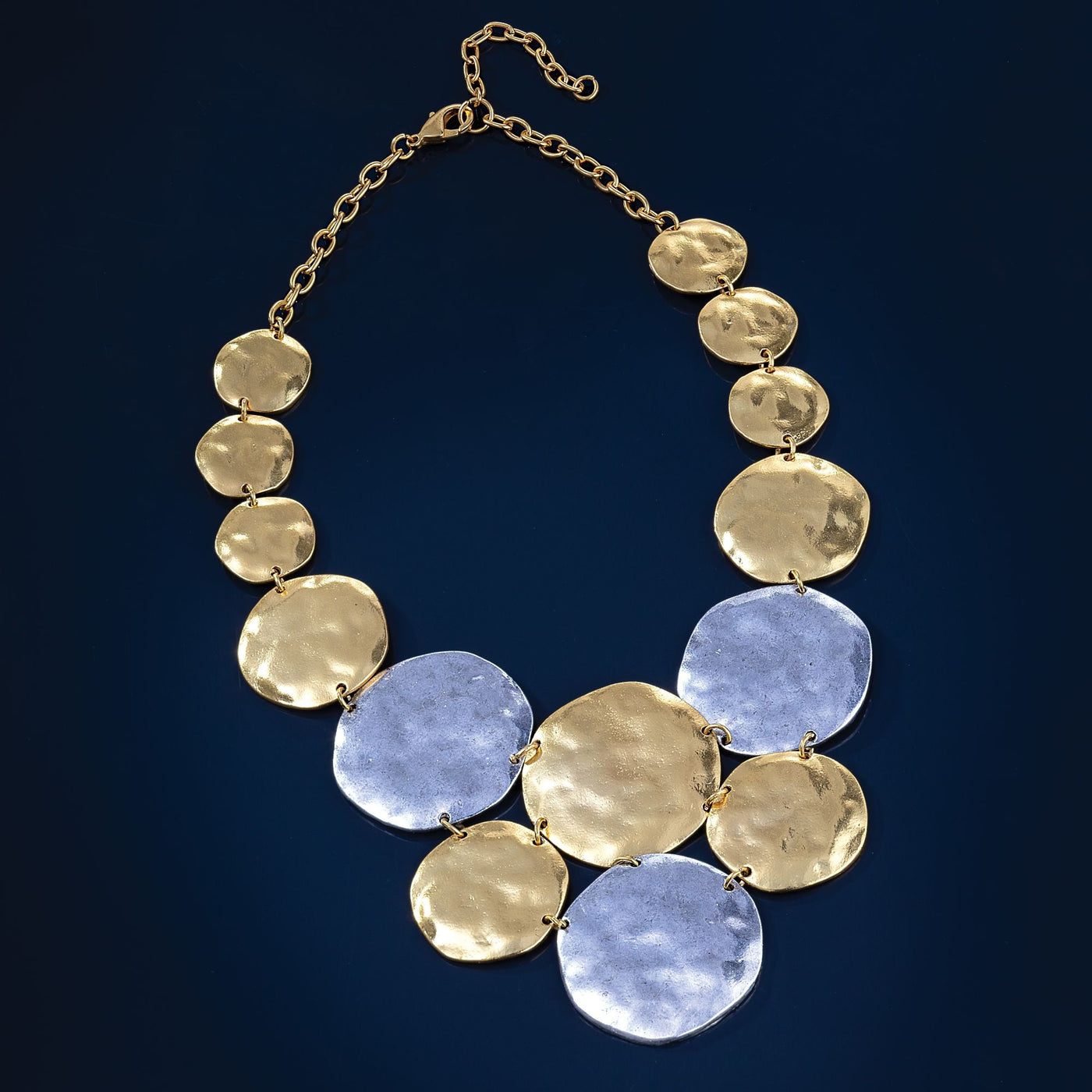Lustrous Gold & Silver Bib Necklace