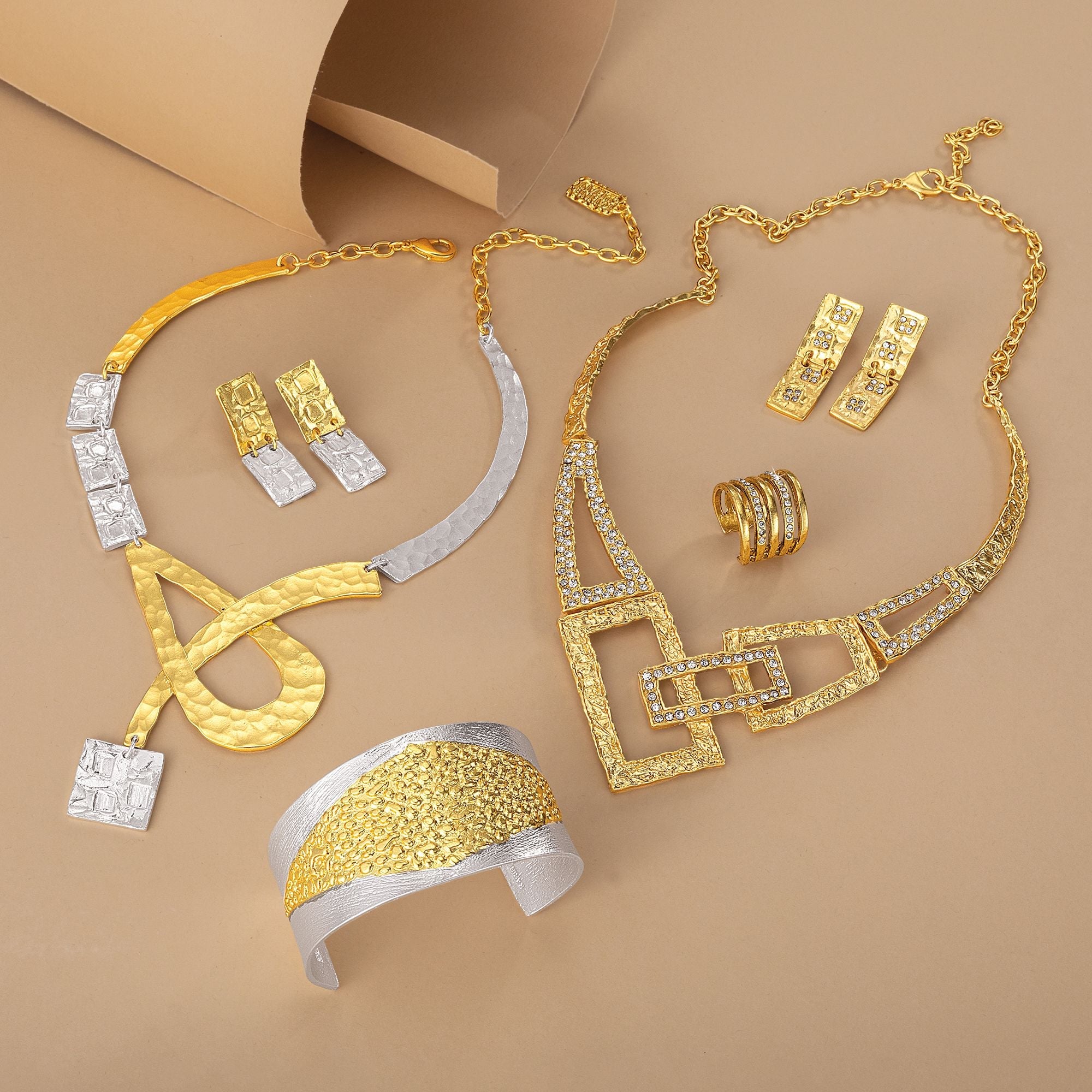 Gold & Silver Art Deco Statement Necklace