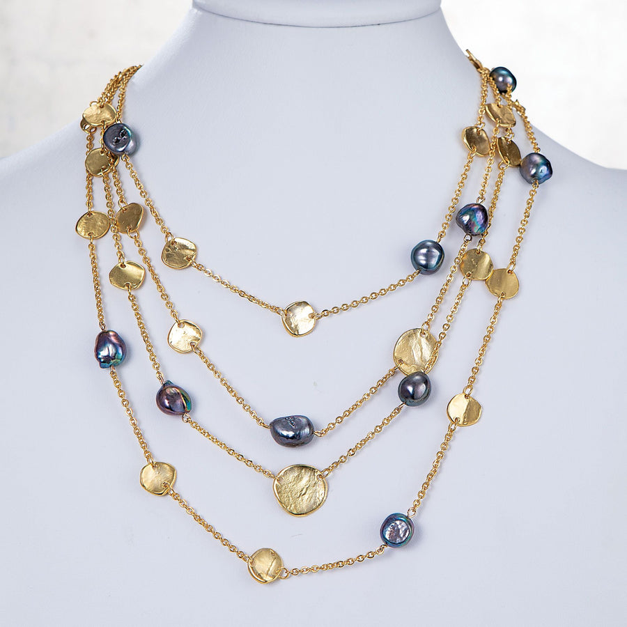 Golden Touch Peacock Pearl Necklace