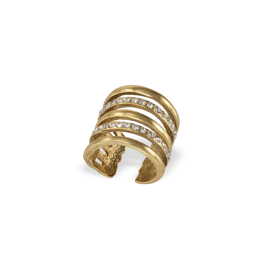 Lustrous Gold-Plated Adjustable Ring With Cubic Zirconia