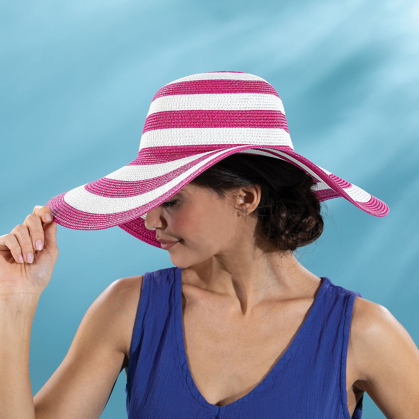 Jocelyn Pink Striped Sun Hat