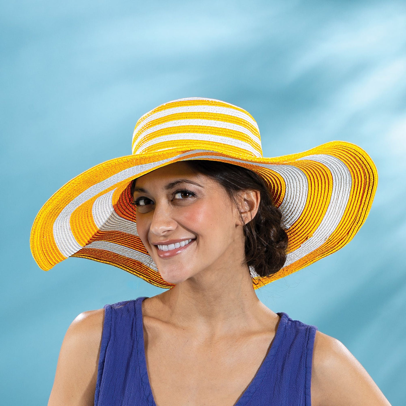 Jocelyn Yellow Striped Sun Hat