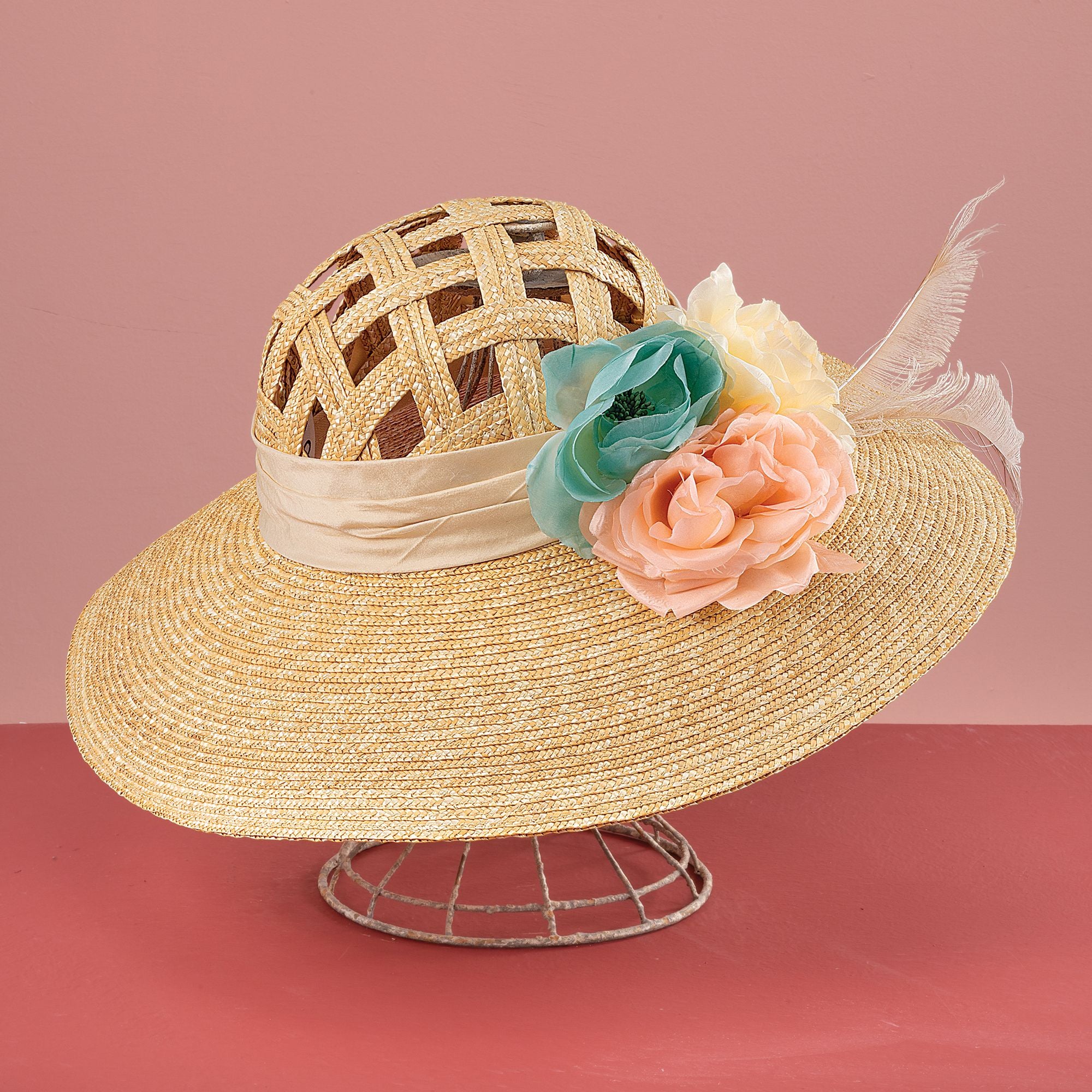 Susannah Floral Basketweave Sun Hat