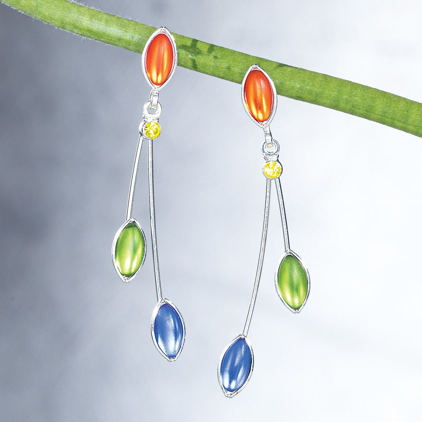 Czech Glass Leaves Multicolored Necklace & Earrings Set