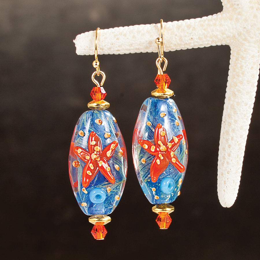 Lampworked Glass Starfish Earrings