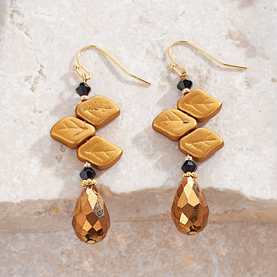 Golden Canopy Bohemian Glass Earrings