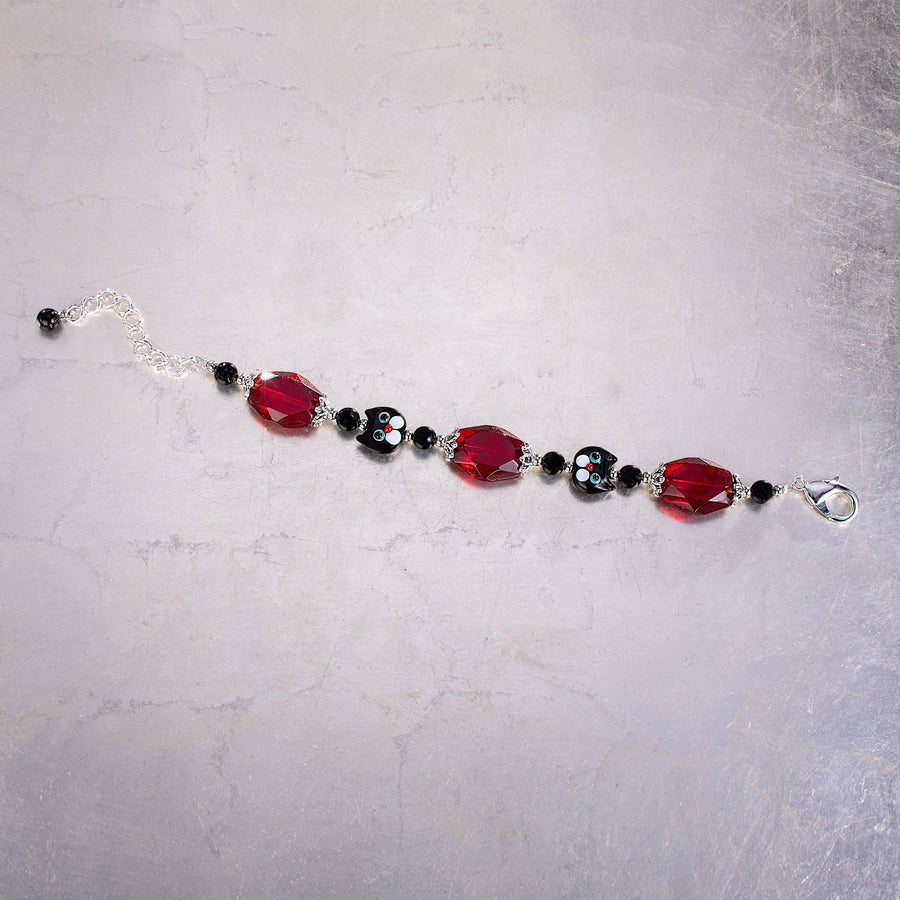 Katherine's Black Cat & Red Quartz Bracelet