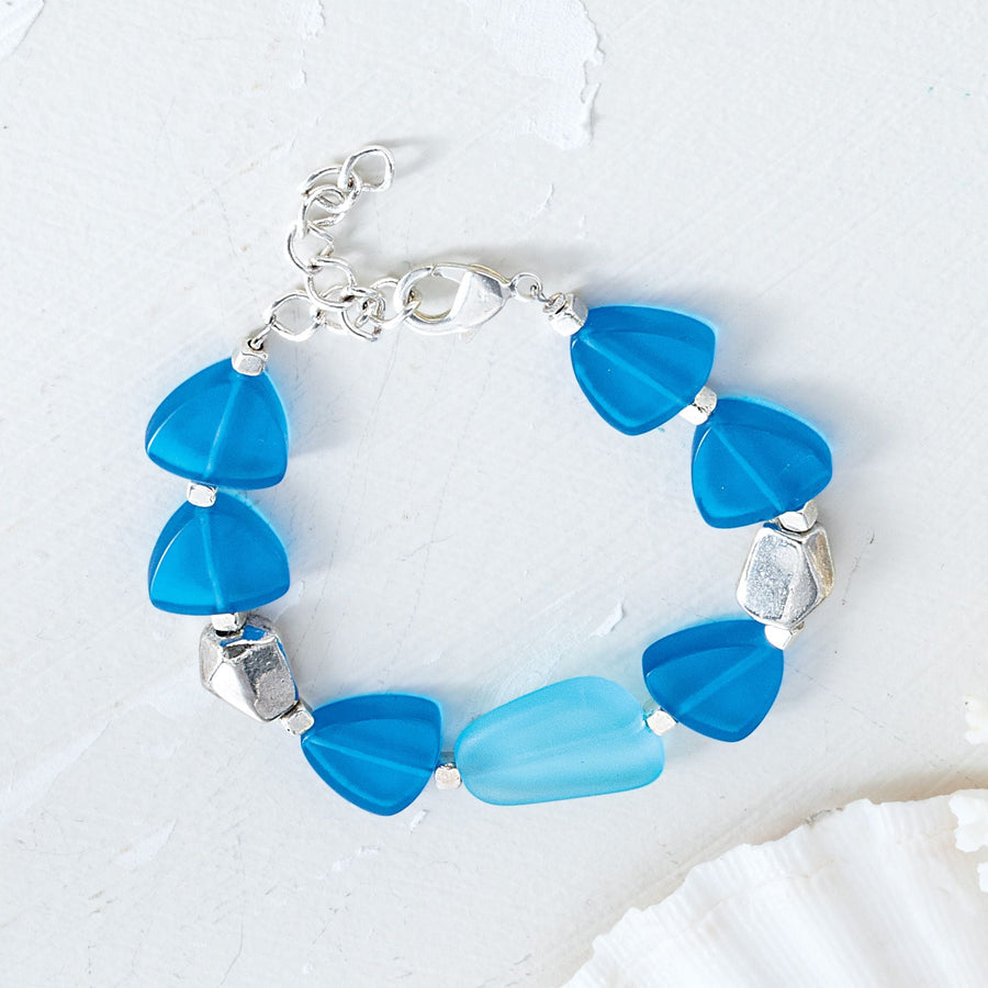 Shades Of The Sea Frosted Blue Glass Bracelet