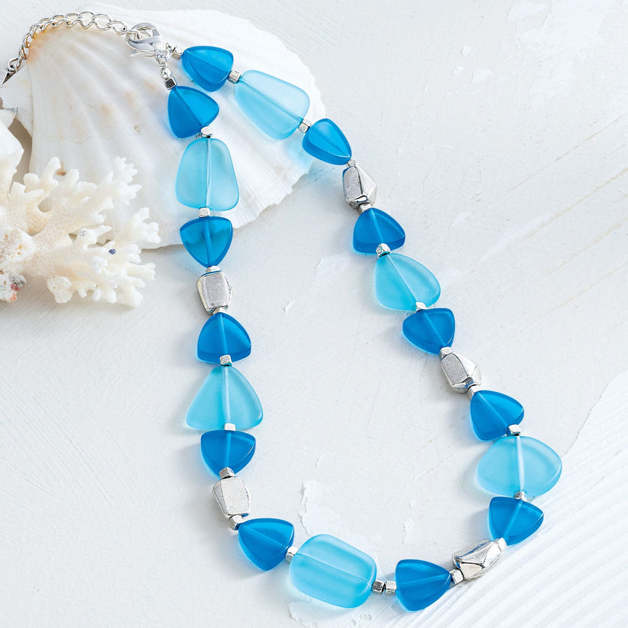 Shades Of The Sea Frosted Glass Necklace