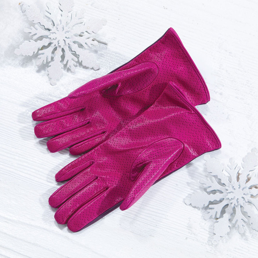 Wool Lined Purple Suede Gloves