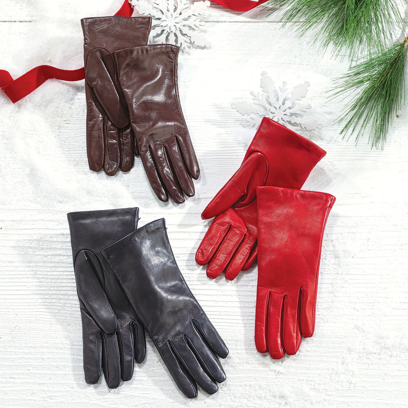 Cashmere Lined Brown Leather Gloves