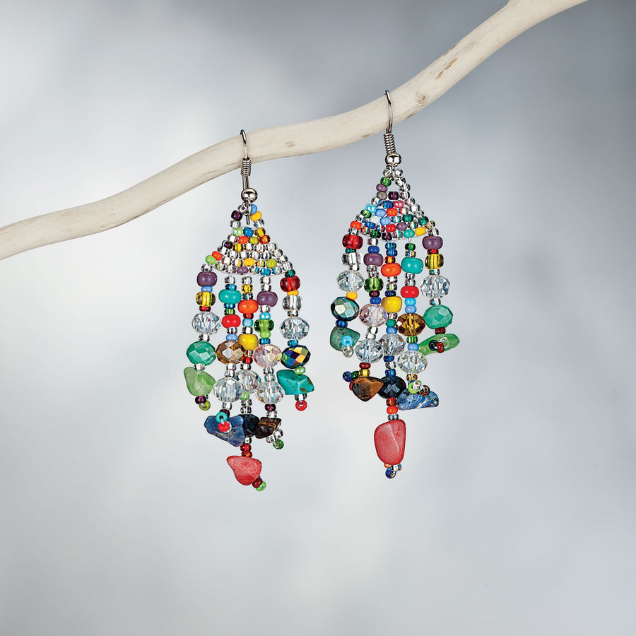 Rainbow Guatemalan Beaded Earrings