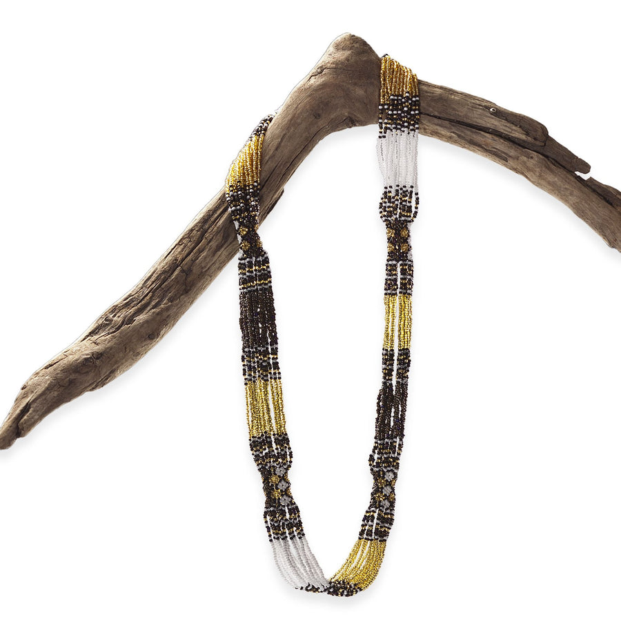 Gold & Black Guatemalan Seed Bead Necklace