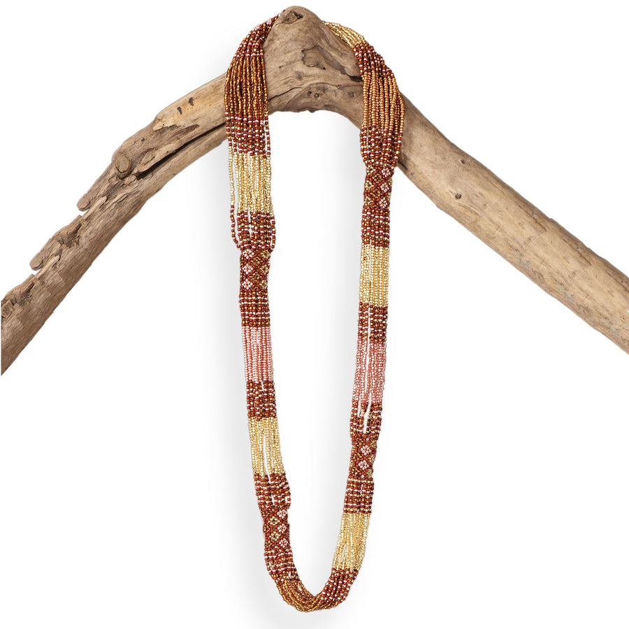 Pink & Gold Guatemalan Seed Bead Necklace