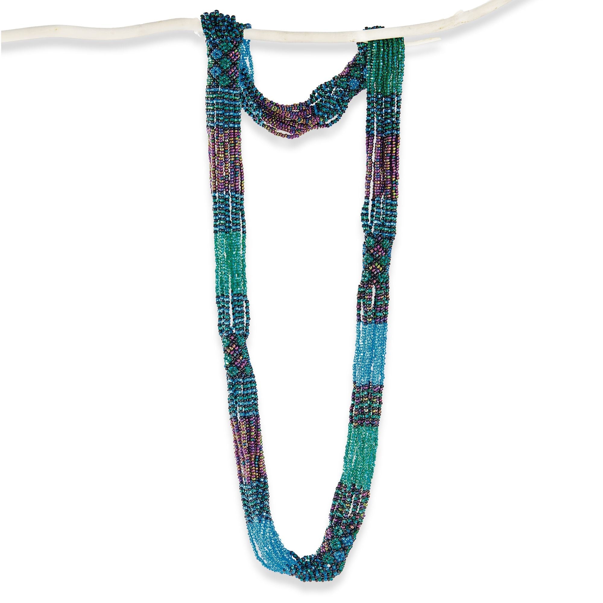 Blue & Purple Guatemalan Seed Bead Necklace