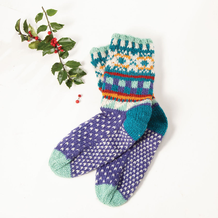 Hand-Knit Periwinkle Wool Women's Socks