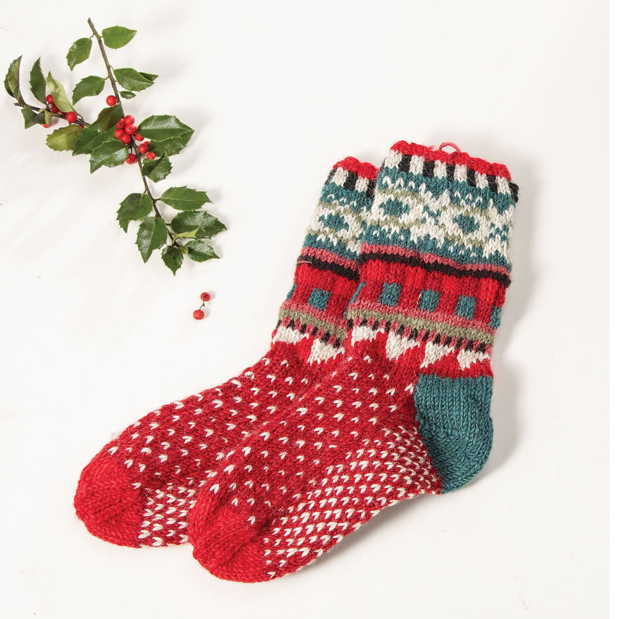 Hand-Knit Cherry Wool Women's Socks